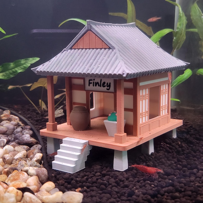 Asian House Aquarium Hide - Betta & Shrimp Cave - Korean Hanok Fish Tank Decor image 5