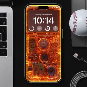 4k orange cyberpunk Gameboy console mobile wallpaper for iPhone and Android Phones