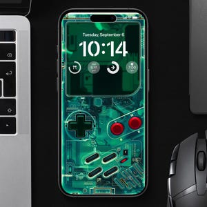 Sfondo mobile originale per console verde gioco retrò 4K, sfondi stravaganti per iPhone e telefoni Android, sfondo per smartphone minimalista