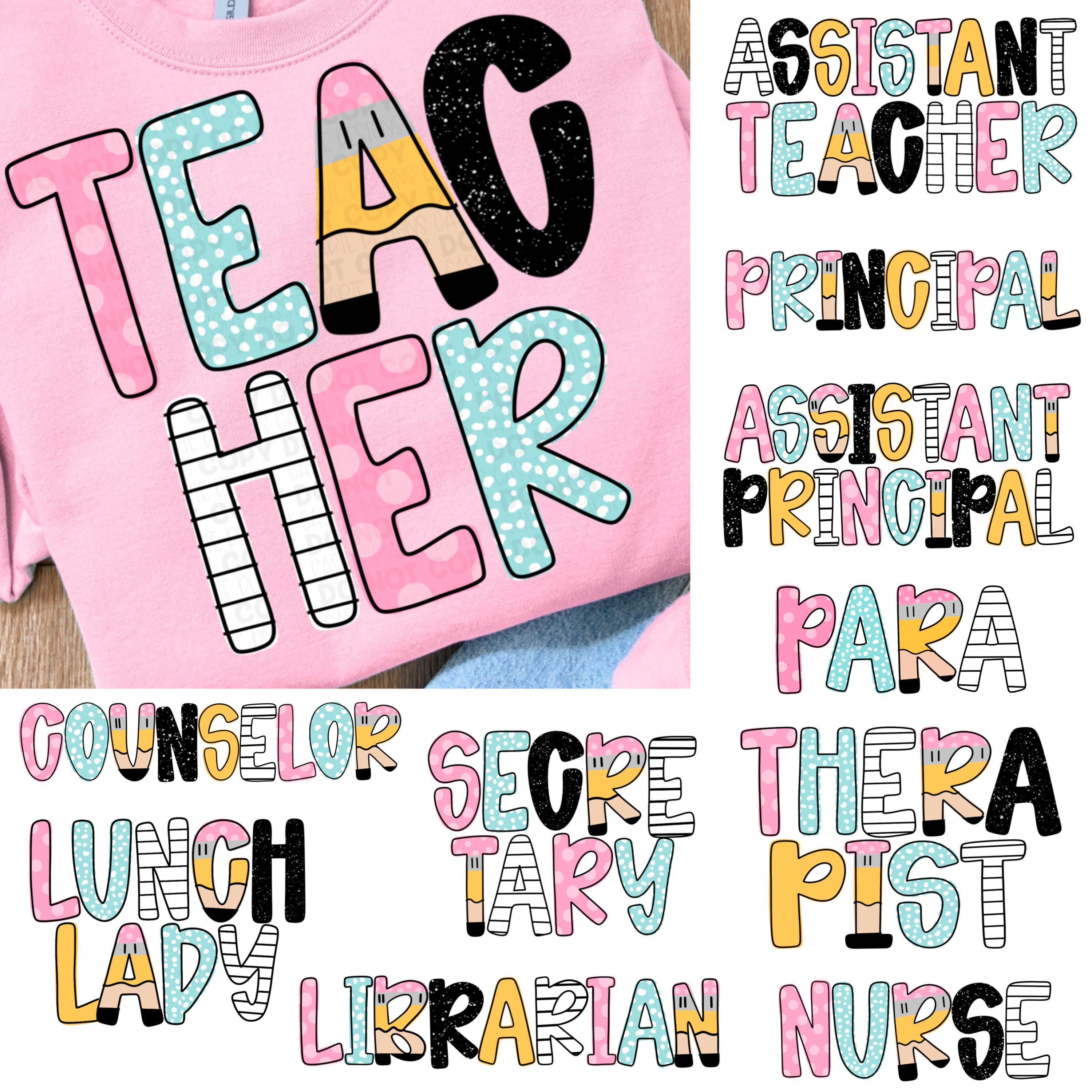 Retro Back To School PNG Bundle, School Occupations png, First Day of School png, Teacher Shirt, Gift for Teacher, Digital Download