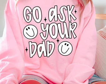 Pregúntale a tu papá PNG, Maternidad sarcástica PNG, Camiseta divertida para mamá, Regalo para mamá, Vida de mamá retro PNG, Mamá sarcástica PNG, Camiseta para mamá, Descarga digital
