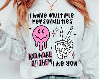 Jag har flera personligheter PNG, rolig sarkastisk PNG, sarkastisk PNG, trendig PNG, rolig tröja, skeletthand PNG, vuxenhumor, digital nedladdning