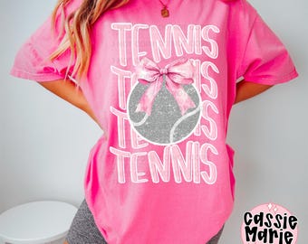 Coquette Tennis PNG, Tennis Mom Png, Tennis Game Day Png, Team Spirit Png, Tennis Bow, Tennis Mama Shirt, Digital download