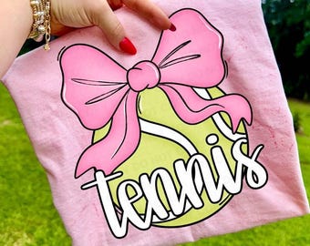 Coquette Tennis PNG, Hand Drawn Tennis Clipart, Tennis Shirt Design, Tennis Sublimation, Tennis Mama png, Team Spirit png, Digital download
