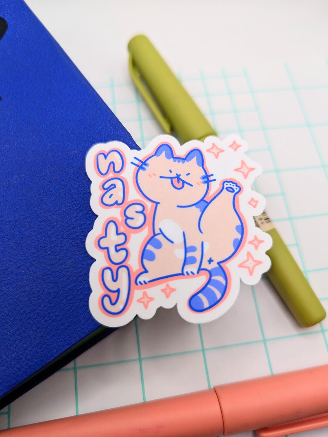 Nasty Cute Funny Cat Vinyl Sticker - Etsy