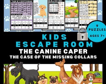 犬をテーマにした子供向け脱出ゲーム：犬を捕まえるパーティーゲーム（印刷可能）