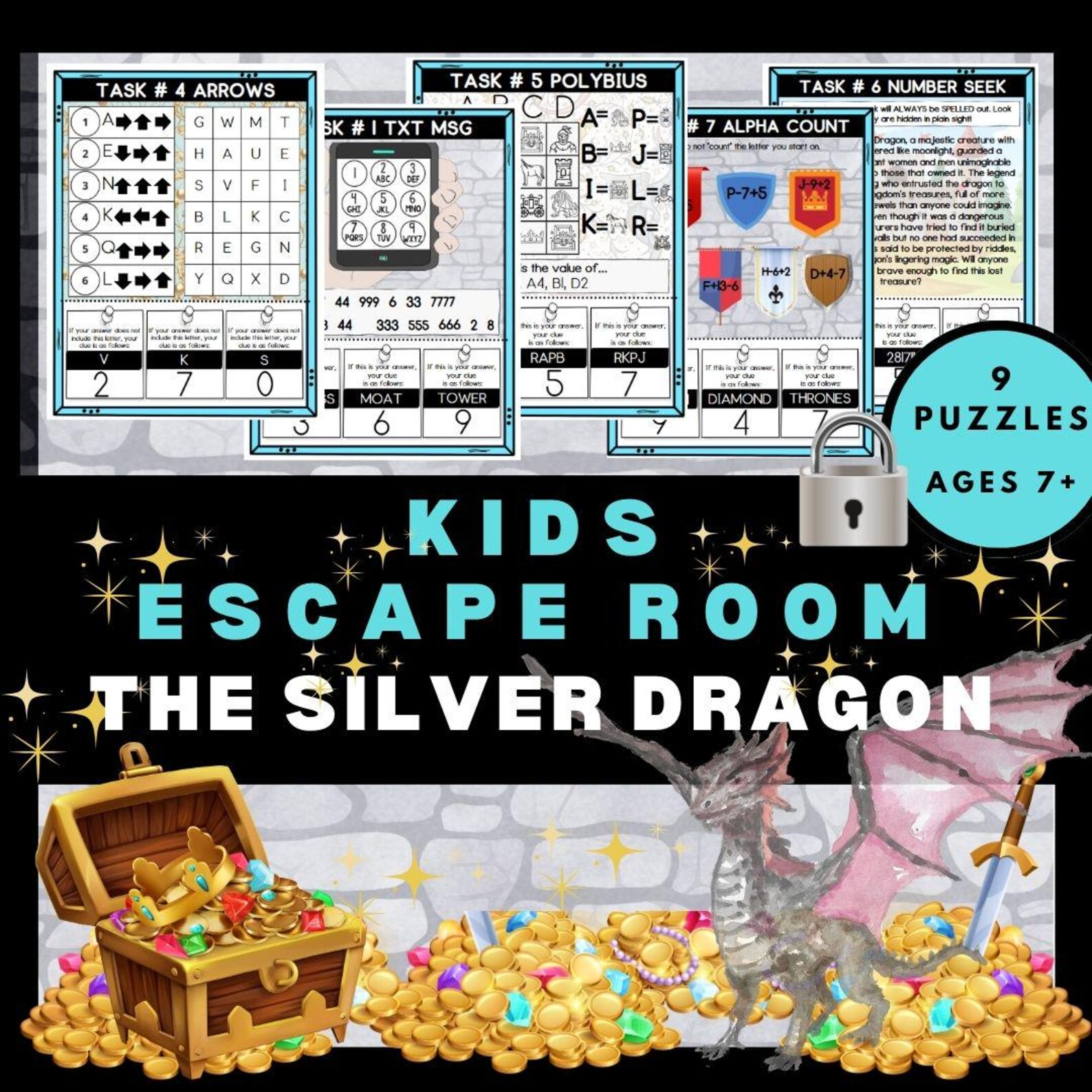 Escape Room for Kids - Printable Party Game – Dragon Medieval Escape ...