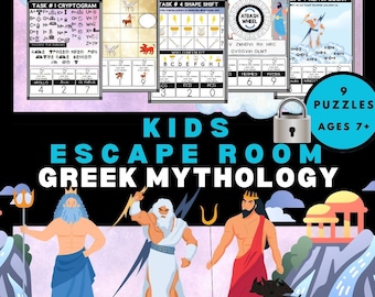 Escape Room-kit Griekse mythologie: afdrukbaar puzzelspel voor kinderen (pdf-download)