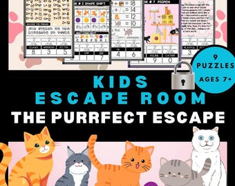 Cat Escape Room Kit: Printable Kids Birthday Party Game (PDF)
