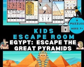 Egypte Escape Room voor kinderen: printbaar piramidepuzzelspel (pdf-download)
