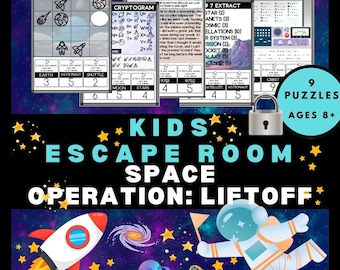 Space Escape Room Kit: Kids Printable Puzzle Game (Ages 8-12)