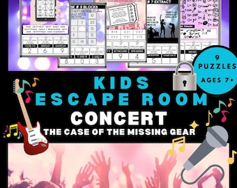 Zestaw do gry „Music Adventure Escape Room”: Gra na imprezę urodzinową z koncertem (do druku)
