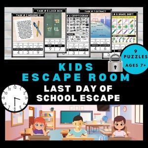 Classroom Escape Room Kit: Last Day of School Puzzles (Printable Party Game)