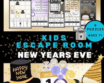 New Year's Eve Escape Room for Kids: NYE Printable Puzzle Game (PDF Download)