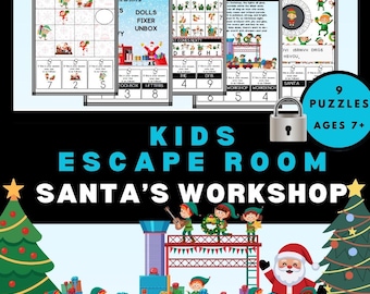 Christmas Escape Room for Kids: Santa's Workshop Printable Puzzle Game (PDF Download); Christmas Elf