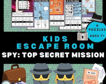 Spy Escape Room for Kids: Secret Mission Printable Puzzle Game (PDF Download); Mission Impossible