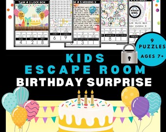 Birthday Escape Room Kit: Printable Puzzle Game for Kids (PDF Download