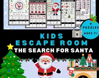 Santa Escape Room per bambini: gioco di puzzle natalizio stampabile (download PDF)