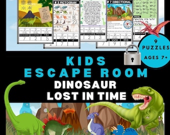 Dinosaur Escape Room for Kids: Jurassic  Printable Puzzle Game (PDF Download; Prehistoric