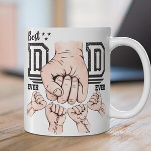 Best Dad Ever Mug, Personalized Coffee Cup, Father&#39;s Day Gift, Family Bonding, Dads Birthday Present, Custom Mug for Dad,fist bump mug