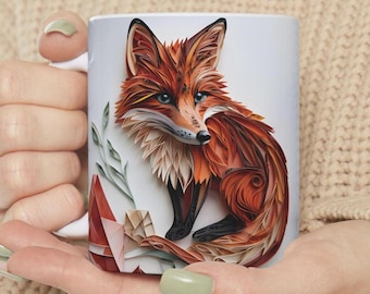 Fox Mug & Coaster Set: Woodland Animal Coffee Cup, Cozy Fall Gift