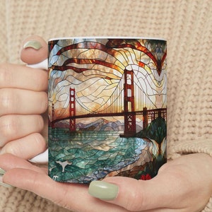 san francisco mug, golden gate bridge, stained glass mug, san francisco gift, california mug, vibrant colorful, san francisco ca usa
