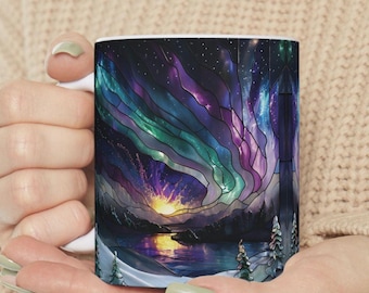 aurora borealis mug, northern lights gift, night sky gifts
