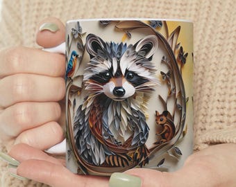 Whimsical Raccoon Mug: Funny Animal Lover Gift