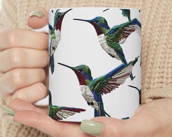 Hummingbird Coffee Mug: Artistic Ceramic Design, 11oz/15oz
