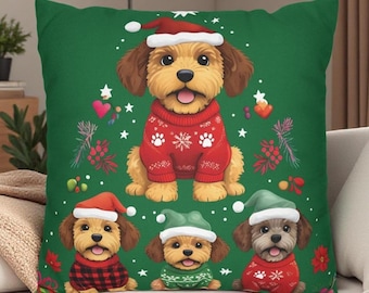 Christmas Dog Pillowcase: Holiday Throw Pillow, Dog Lover Gift