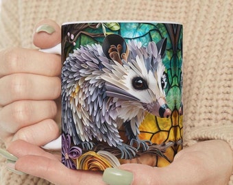 Taza divertida de zarigüeya: taza de café de cerámica con efecto 3D de vida silvestre