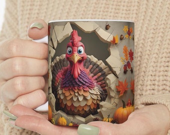 turkey mug, thanksgiving mug, autumn mug, fall coffee mug, 3d mug, its fall yall, 3d mug design, fall coffee cups, thanksgiving mugs,