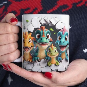 dinosaur mug, 3d mug, cartoon dinosaur, smiling character, animal funny, brother present, dino character, dino 3d