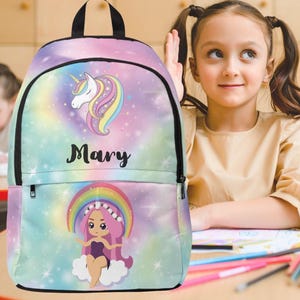 Personalized Unicorn Backpack: Rainbow Girls Rucksack, Custom Name