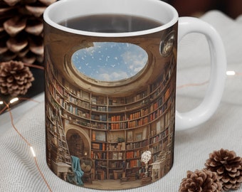 3D Skyward Library Mug,Cozy Coffee Cup,Book Lover Gift, Home Decor,Portal to Infinite Imagination Mug,Literary Gift Idea,mugs for book lover
