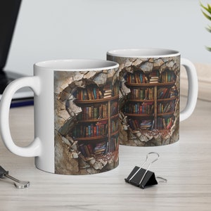 3D Bookshelf Mug: Unique Book Lover Gift image 3