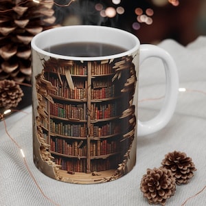 Bookshelf Mug: 3D Book Lover Coffee Mug