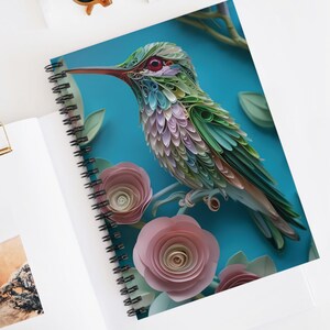 artistic notebook, hummingbird design, bird notebook, school supplies, back to school, hummingbird gift,spiral notebook,hummingbird notebook