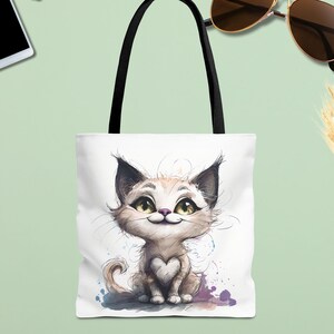 Cute Cat Tote Bag, cat bag, custom tote bag, cute tote bag, aesthetic tote bag, cat lover gift, gifts for cat lovers,cat tote bag