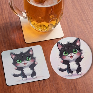 cat coasters, ceramic coasters, cute coasters, funny coasters, unique coasters, cat themed gift,housewarming gift,cat coaster,cat lover gift