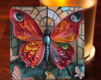 Stained Glass Butterfly Coaster: Vibrant Home Decor