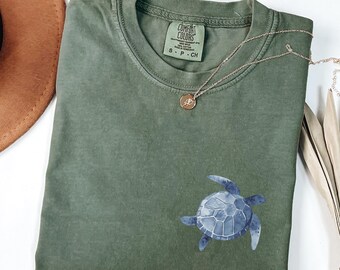 Comfort Colors Sea Turtle-T-shirt: vintage strandshirt met print