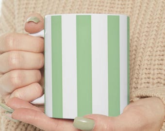 Grönrandig keramisk kaffemugg, inflyttningspresent