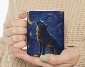 tasse de café de loup | Conception Van Gogh Nuit étoilée