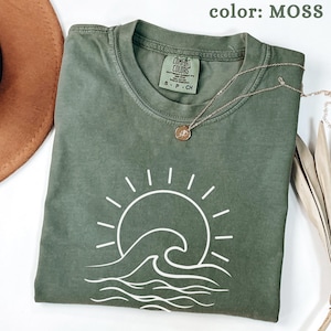 Comfort Colors Sun & Wave Shirt: Boho Beach Tee