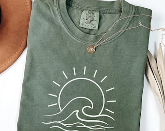 Comfort Colors Sun & Wave Shirt: Boho Beach Tee
