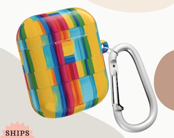 Colorful Polycarbonate AirPods Case: Tech Lover Gift, Carabiner Included