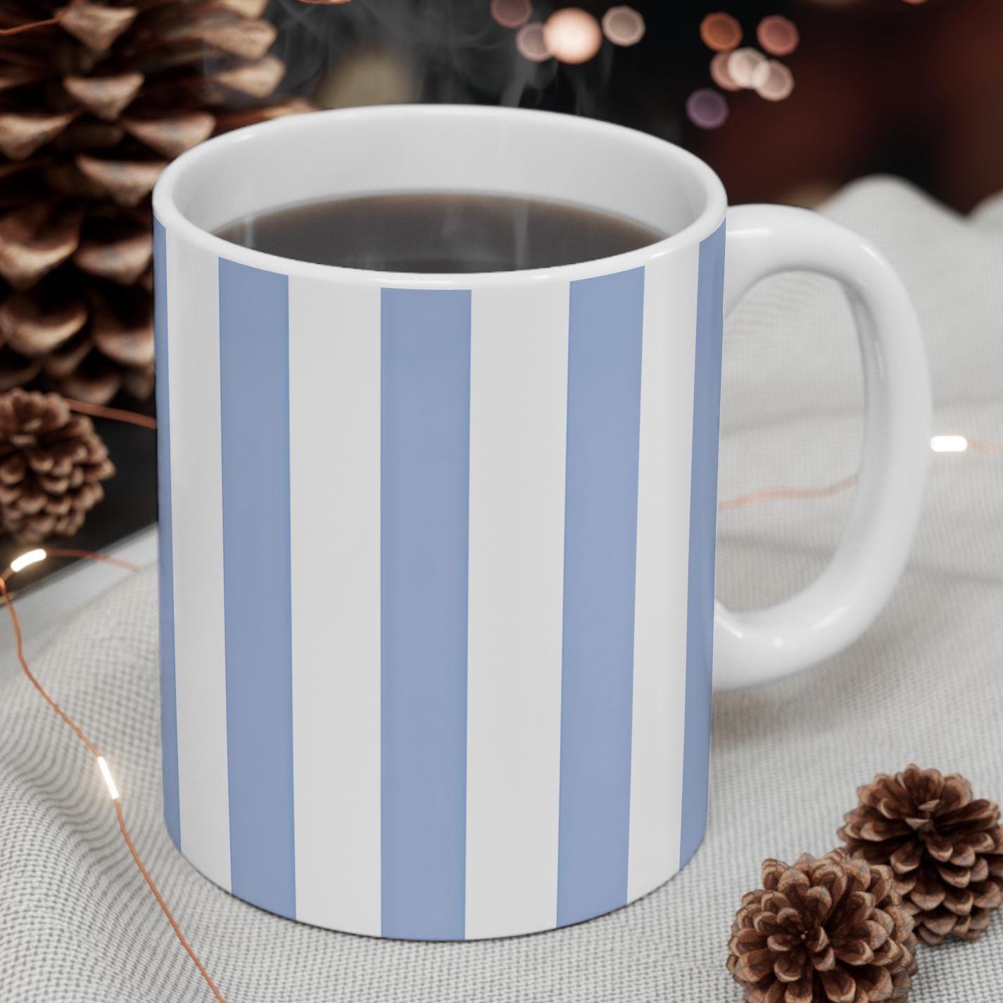 ブルーストライプコーヒーマグ：陶器製航海用カップ - Etsy 日本