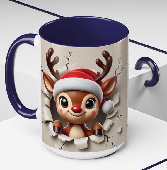 Buy Whimsical Reindeer Coffee Mug: 3D Christmas Holiday Design Online in  India - Etsy