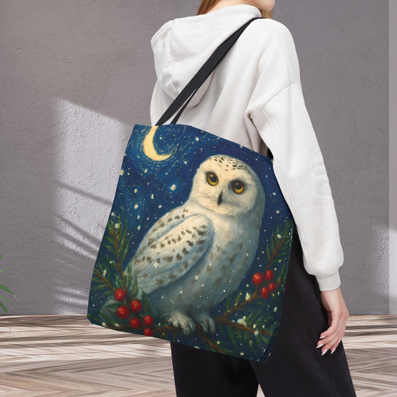 Bolsa De Búho, Regalo Para Amantes De Los Búhos, Bolsa De Lona Con Estampado De Aves, Bolsa De Estilo Cottagecore, Bolsa De Búho Pintada A Mano Con Acuarela, Bolsa De Vida Silvestre
